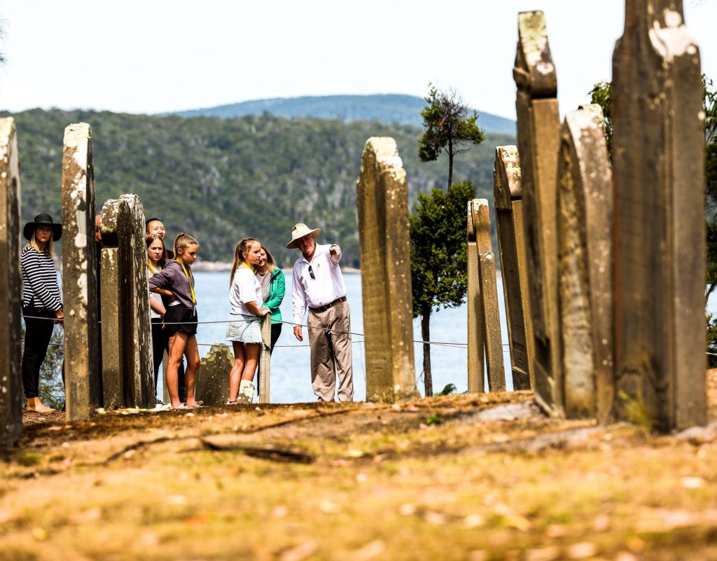 guide conduction tour of the cemetery island